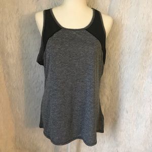 REEBOK Gray & Black Cross Back Athletic Tank Top
